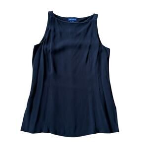 Ann Taylor Black Sleeveless Crepe Knit Tunic Shell Size 6 Classic Office Work